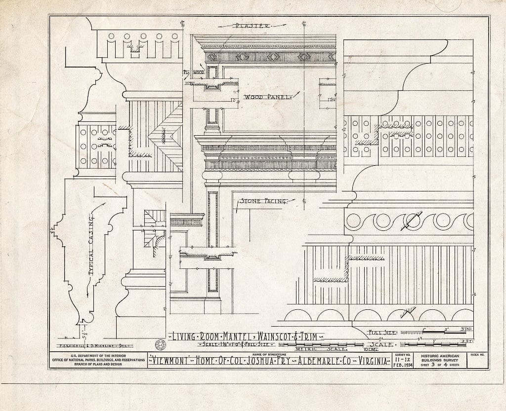 Blueprint HABS VA,2-Char.V,2- (Sheet 3 of 4) - Viewmont, State Routes 20 & 712 Vicinity, Charlottesville, Charlottesville, VA
