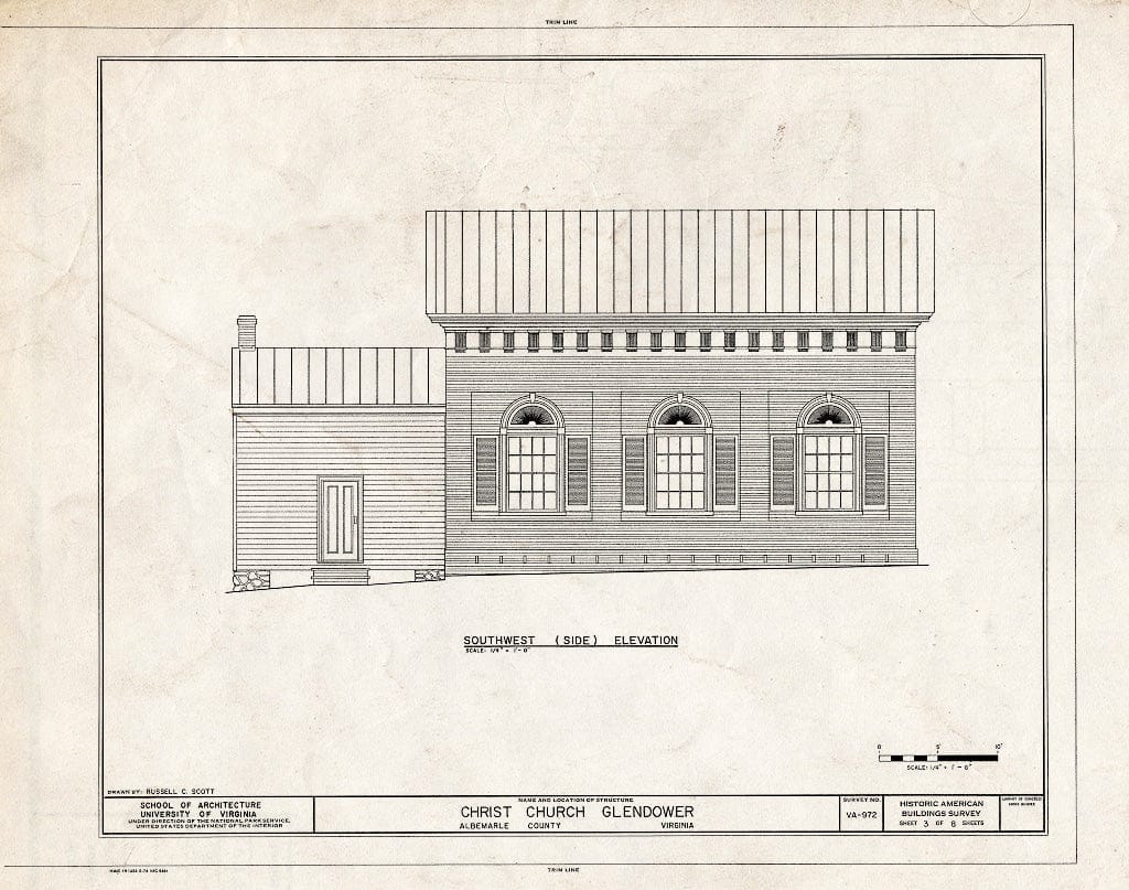 Blueprint HABS VA,2-Glen,1- (Sheet 3 of 8) - Christ Church (Episcopal), State Routes 713 & 712, Glendower, Albemarle County, VA