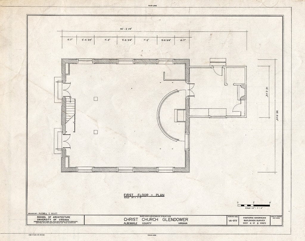 Blueprint HABS VA,2-Glen,1- (Sheet 4 of 8) - Christ Church (Episcopal), State Routes 713 & 712, Glendower, Albemarle County, VA