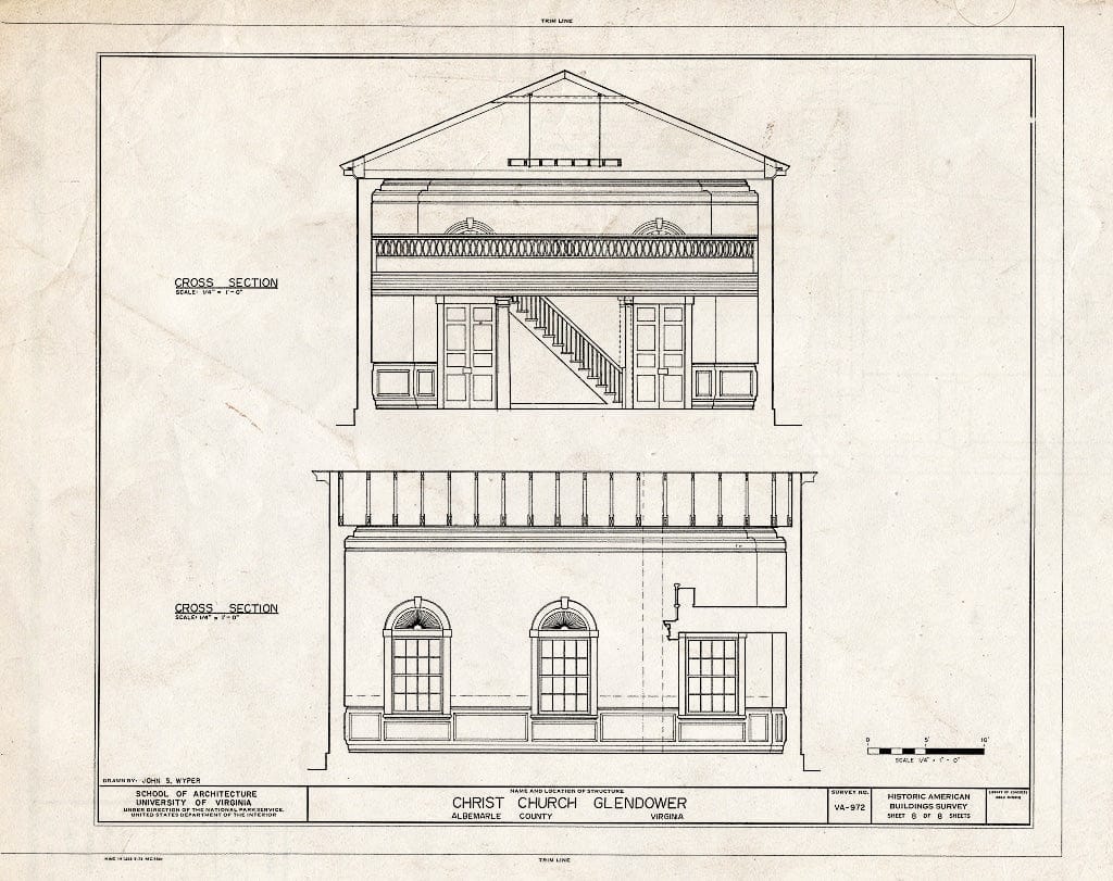 Blueprint Sections - Christ Church (Episcopal), State Routes 713 & 712, Glendower, Albemarle County, VA
