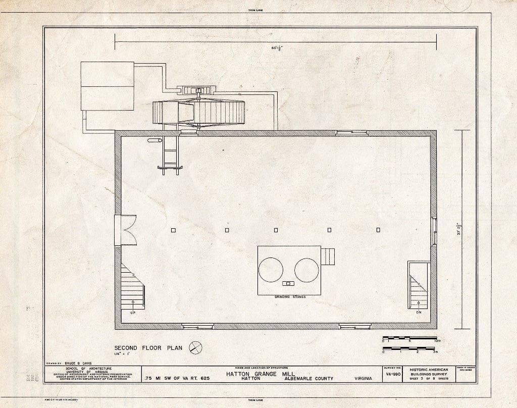 Blueprint Second Floor Plan - Hatton Grange Mill, State Route 625 Vicinity, Hatton, Albemarle County, VA