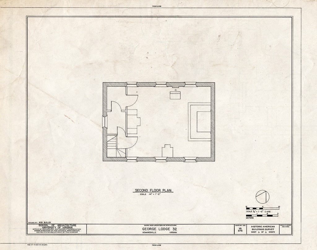 Blueprint Second Floor Plan - George Lodge No. 32, State Route 602, Howardsville, Albemarle County, VA