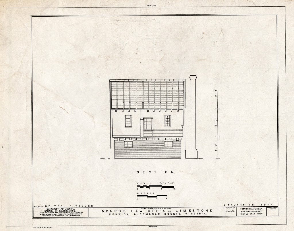 Blueprint Section - Monroe Law Office, Limestone Plantation, Virginia Route 250, Keswick, Albemarle County, VA
