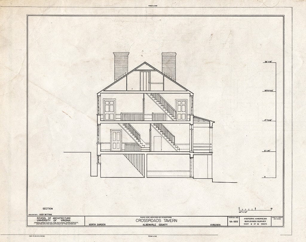 Blueprint Section - Crossroads Tavern, State Route 692, North Garden, Albemarle County, VA