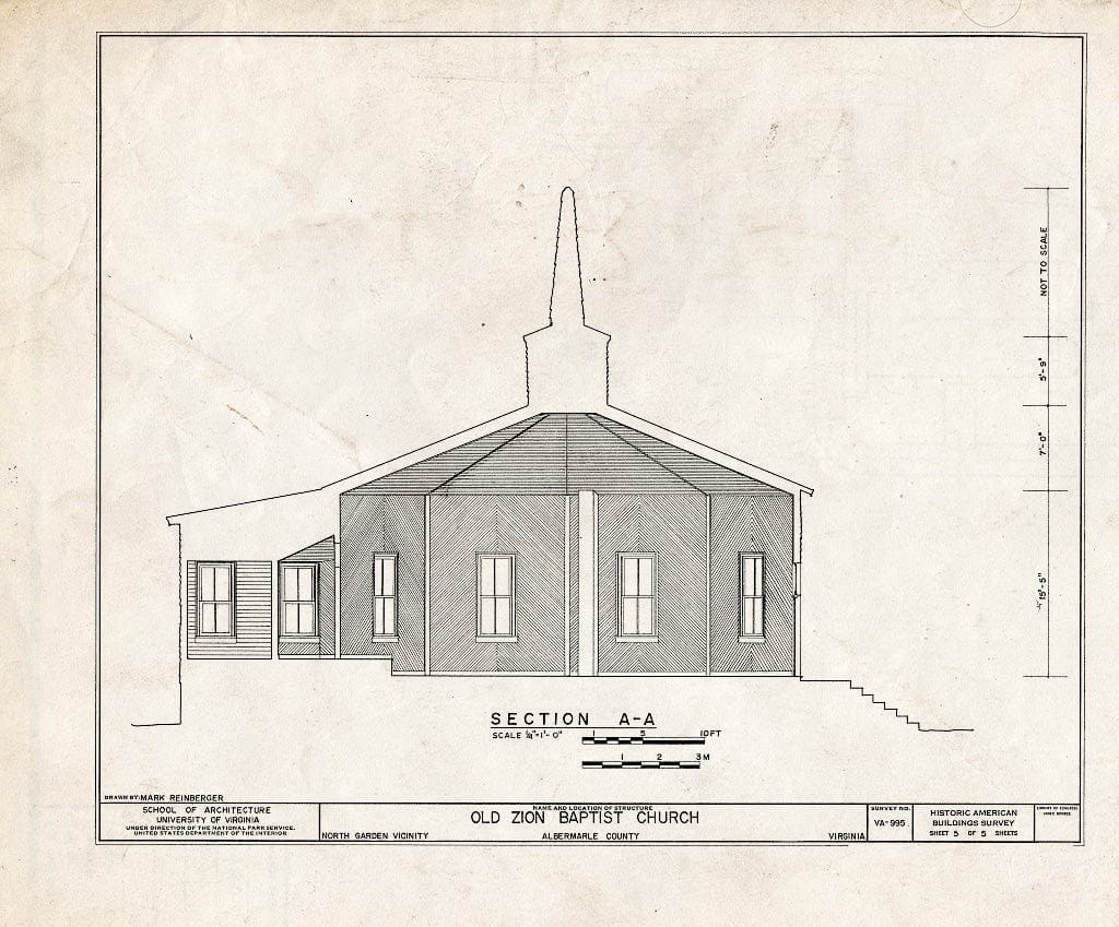 Blueprint Section - Old Zion Baptist Church, U.S. Route 29, North Garden, Albemarle County, VA