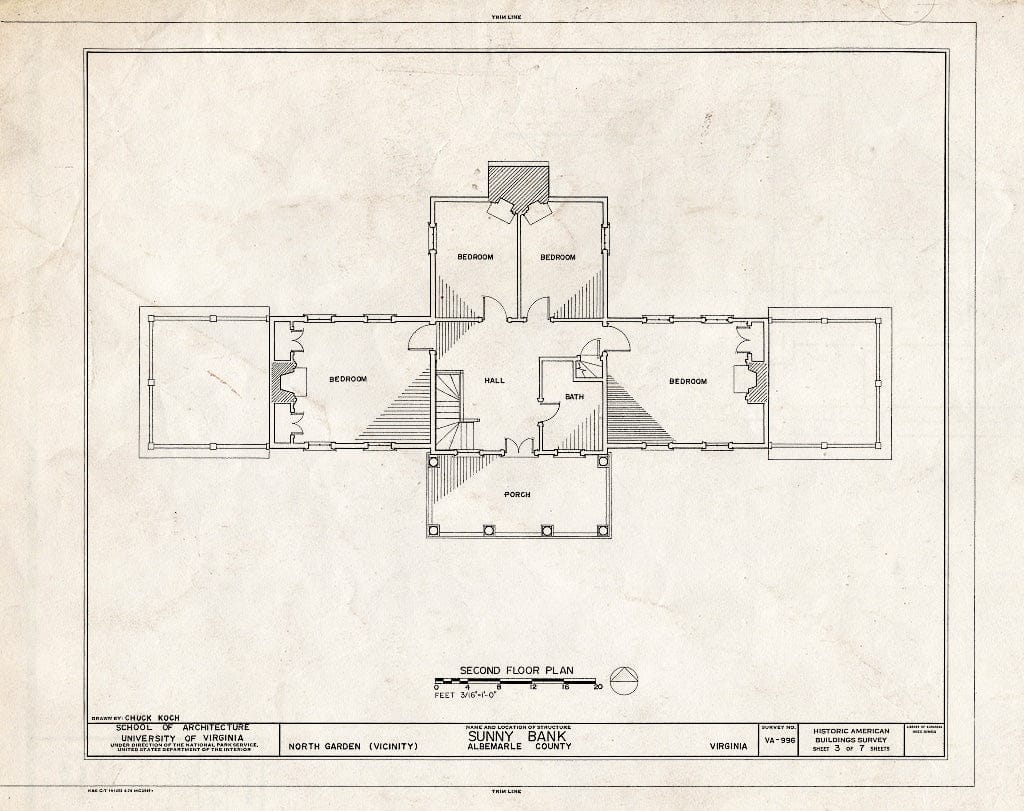 Blueprint Second Floor Plan - Sunny Bank, State Route 712 Vicinity, North Garden, Albemarle County, VA
