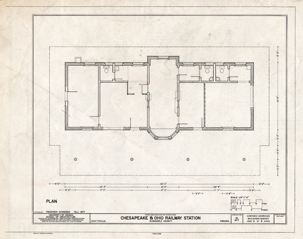 Blueprint Plan - Chesapeake & Ohio Railway Station, Main Street Between Union & Ferry Streets, Scottsville, Albemarle County, VA
