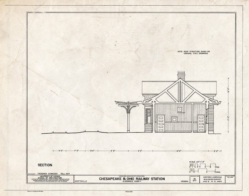 Blueprint Section - Chesapeake & Ohio Railway Station, Main Street Between Union & Ferry Streets, Scottsville, Albemarle County, VA
