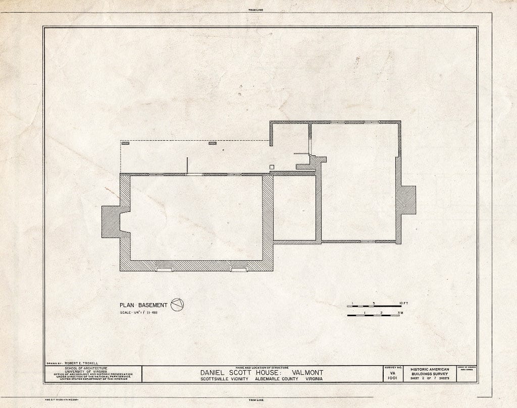 Blueprint HABS VA,2-Scots.V,1- (Sheet 2 of 7) - Daniel Scott House, Warren Road, Route 726, Scottsville, Albemarle County, VA