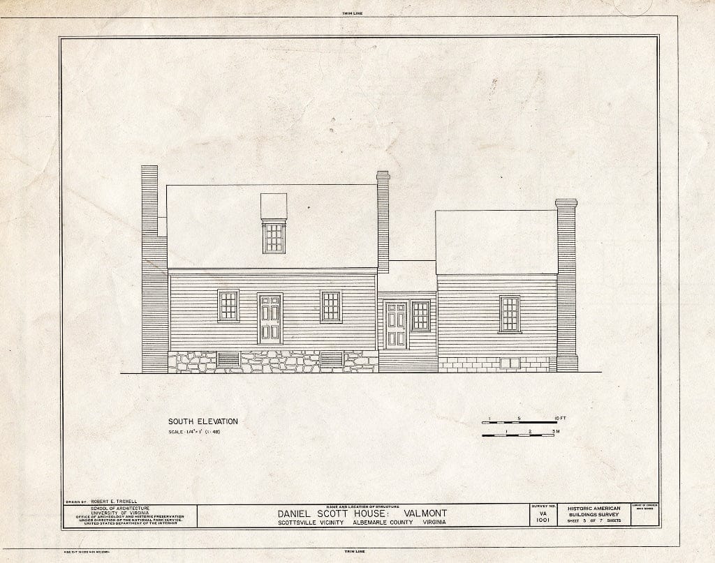 Blueprint HABS VA,2-Scots.V,1- (Sheet 5 of 7) - Daniel Scott House, Warren Road, Route 726, Scottsville, Albemarle County, VA