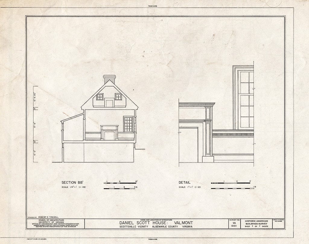 Blueprint HABS VA,2-Scots.V,1- (Sheet 7 of 7) - Daniel Scott House, Warren Road, Route 726, Scottsville, Albemarle County, VA