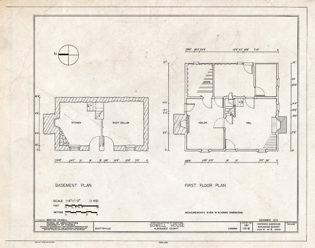 Blueprint HABS VA,2-Scots,5- (Sheet 2 of 5) - Sowell House, State Route 20, Scottsville, Albemarle County, VA