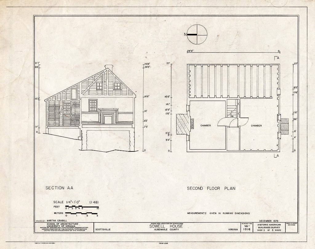 Blueprint HABS VA,2-Scots,5- (Sheet 3 of 5) - Sowell House, State Route 20, Scottsville, Albemarle County, VA
