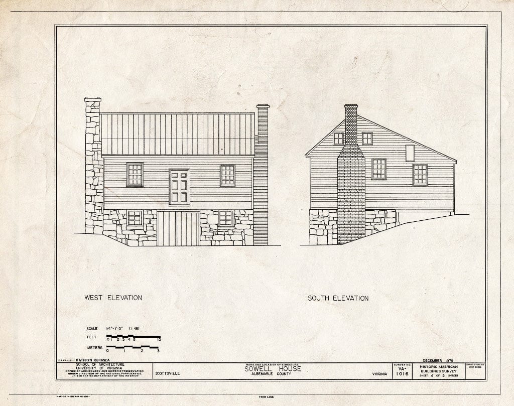 Blueprint HABS VA,2-Scots,5- (Sheet 4 of 5) - Sowell House, State Route 20, Scottsville, Albemarle County, VA