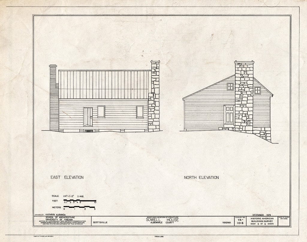 Blueprint HABS VA,2-Scots,5- (Sheet 5 of 5) - Sowell House, State Route 20, Scottsville, Albemarle County, VA