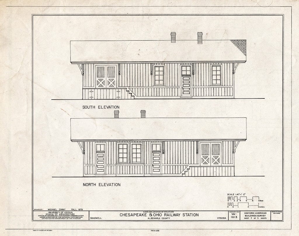 Blueprint HABS VA,2-SHAD,1- (Sheet 3 of 5) - Chesapeake & Ohio Railway Station, U.S. Route 250 & Chesapeake & Ohio Railroad, Shadwell, Albemarle County, VA