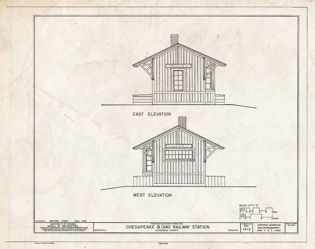 Blueprint HABS VA,2-SHAD,1- (Sheet 4 of 5) - Chesapeake & Ohio Railway Station, U.S. Route 250 & Chesapeake & Ohio Railroad, Shadwell, Albemarle County, VA