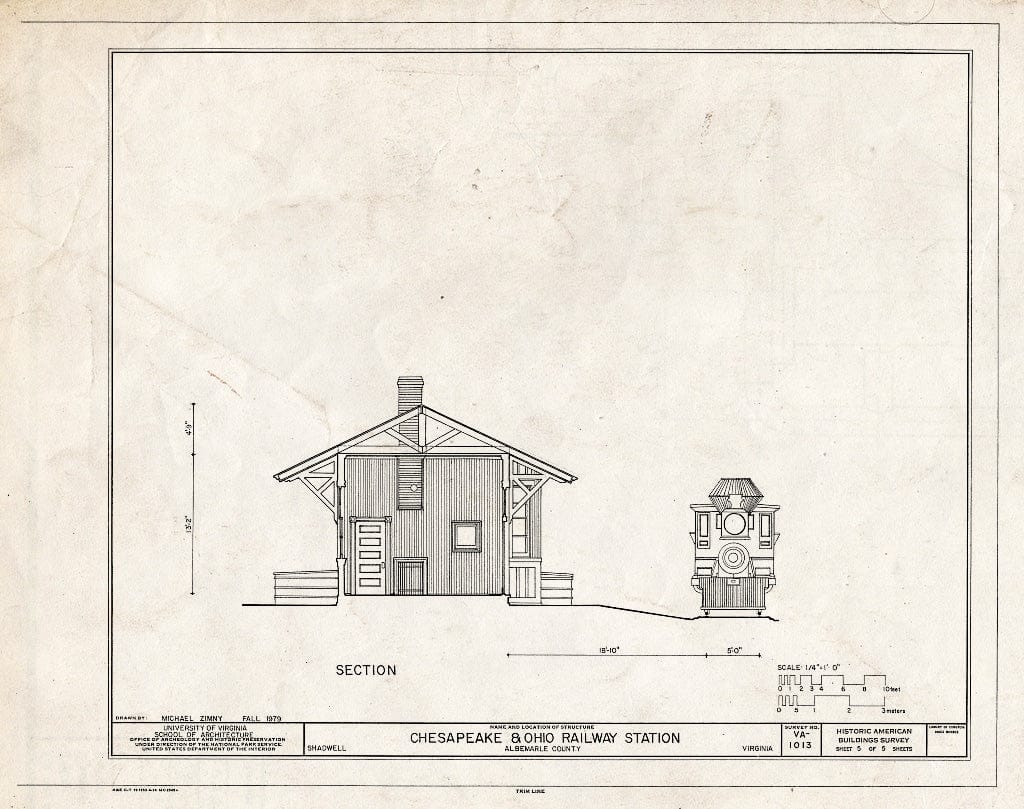 Blueprint HABS VA,2-SHAD,1- (Sheet 5 of 5) - Chesapeake & Ohio Railway Station, U.S. Route 250 & Chesapeake & Ohio Railroad, Shadwell, Albemarle County, VA