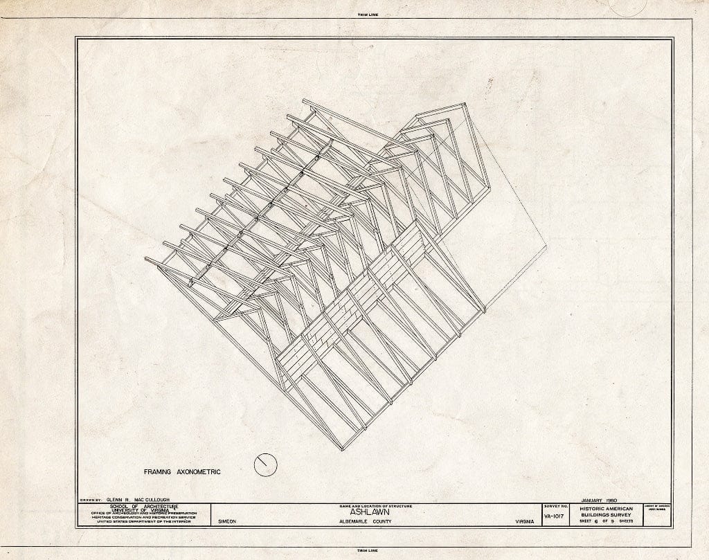 Blueprint HABS VA,2-SIM,1- (Sheet 6 of 9) - Ashlawn, Simeon, Albemarle County, VA