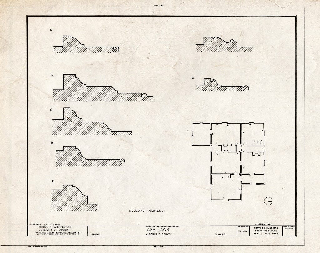 Blueprint HABS VA,2-SIM,1- (Sheet 7 of 9) - Ashlawn, Simeon, Albemarle County, VA
