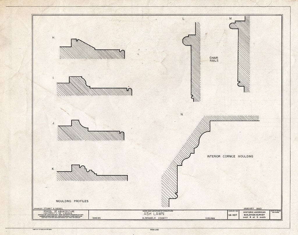 Blueprint HABS VA,2-SIM,1- (Sheet 8 of 9) - Ashlawn, Simeon, Albemarle County, VA