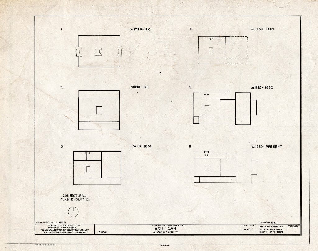 Blueprint HABS VA,2-SIM,1- (Sheet 9 of 9) - Ashlawn, Simeon, Albemarle County, VA