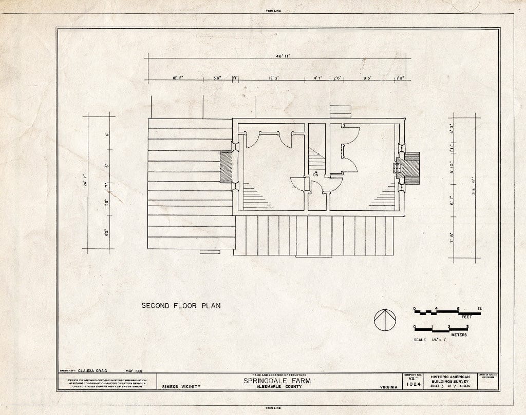 Blueprint HABS VA,2-SIM.V,1- (Sheet 3 of 7) - Springdale Farm, Buck Island Creek Vicinity, Simeon, Albemarle County, VA