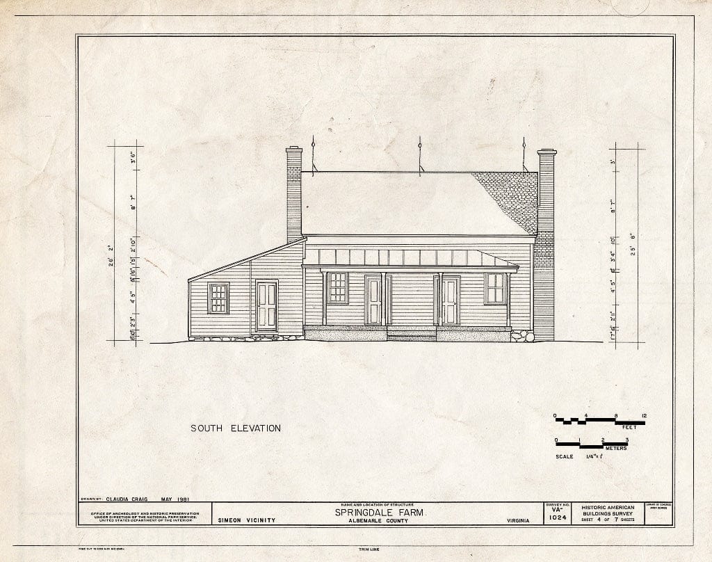 Blueprint HABS VA,2-SIM.V,1- (Sheet 4 of 7) - Springdale Farm, Buck Island Creek Vicinity, Simeon, Albemarle County, VA
