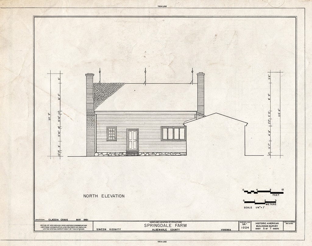Blueprint HABS VA,2-SIM.V,1- (Sheet 5 of 7) - Springdale Farm, Buck Island Creek Vicinity, Simeon, Albemarle County, VA