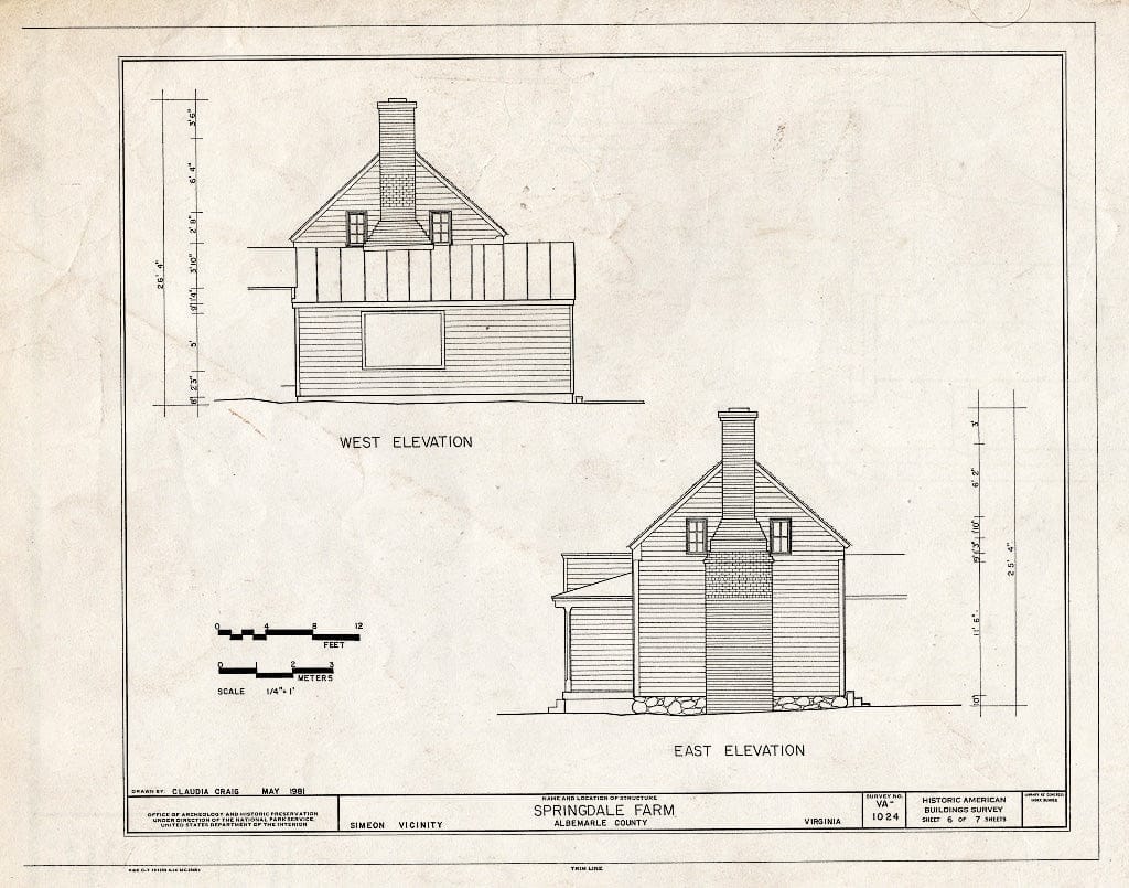 Blueprint HABS VA,2-SIM.V,1- (Sheet 6 of 7) - Springdale Farm, Buck Island Creek Vicinity, Simeon, Albemarle County, VA