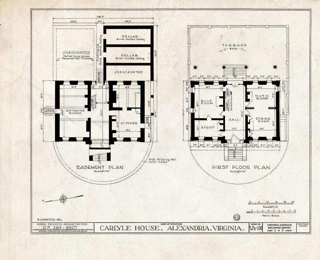 Blueprint HABS VA,7-Alex,13- (Sheet 1 of 8) - John Carlyle House, 123 North Fairfax Street, Alexandria, Independent City, VA