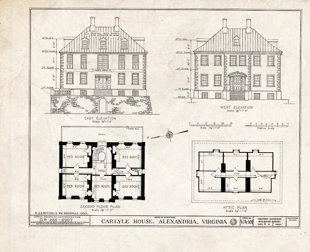 Blueprint HABS VA,7-Alex,13- (Sheet 2 of 8) - John Carlyle House, 123 North Fairfax Street, Alexandria, Independent City, VA