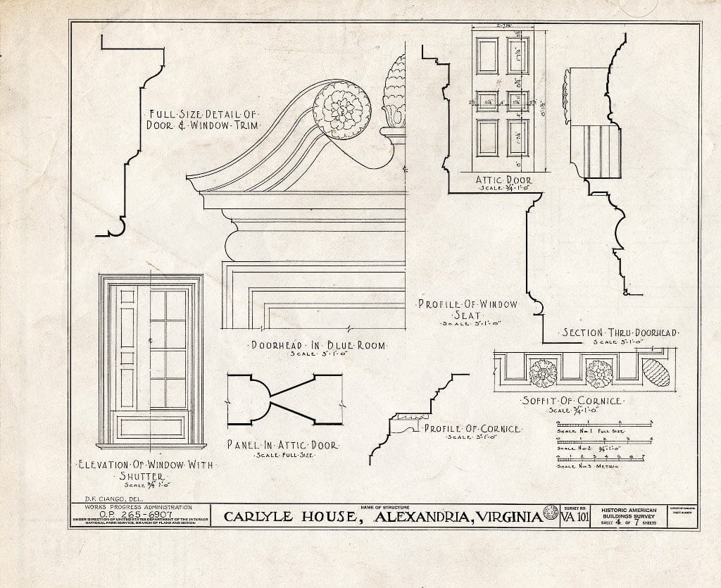 Blueprint HABS VA,7-Alex,13- (Sheet 4 of 8) - John Carlyle House, 123 North Fairfax Street, Alexandria, Independent City, VA