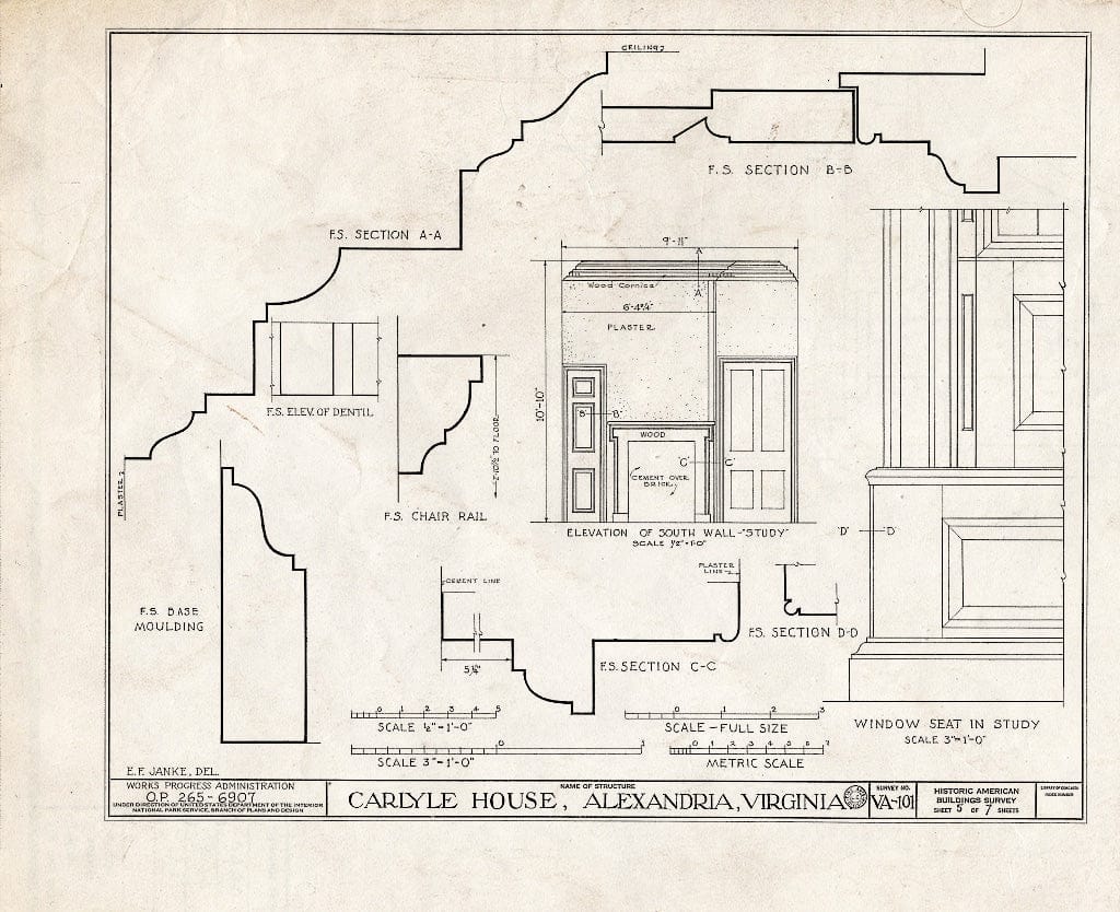 Blueprint HABS VA,7-Alex,13- (Sheet 5 of 8) - John Carlyle House, 123 North Fairfax Street, Alexandria, Independent City, VA