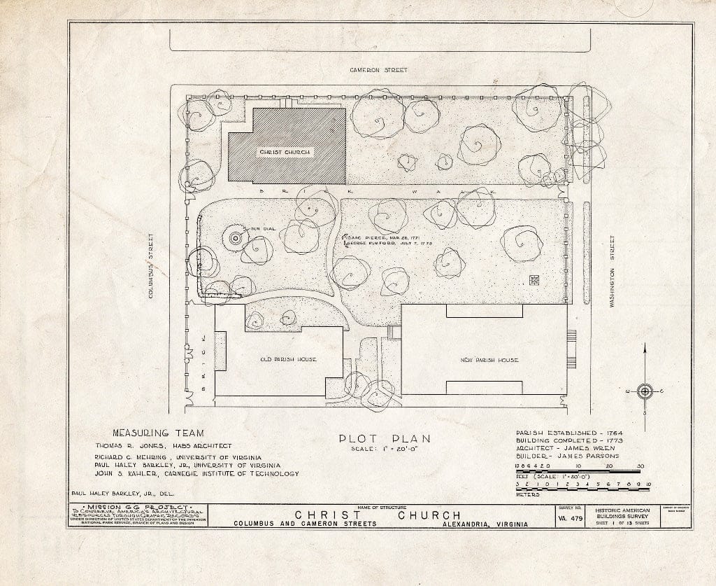 Blueprint HABS VA,7-Alex,2- (Sheet 1 of 13) - Christ Church (Episcopal), Columbus & Cameron Streets, Alexandria, Independent City, VA