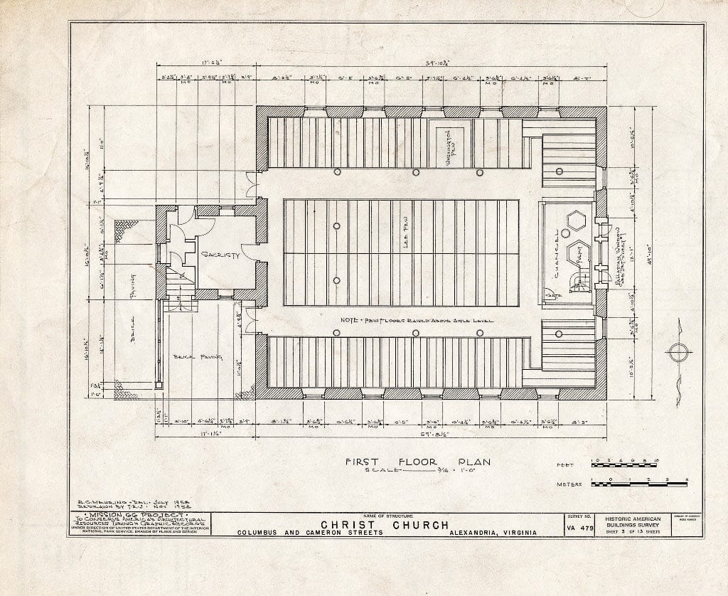 Blueprint HABS VA,7-Alex,2- (Sheet 3 of 13) - Christ Church (Episcopal), Columbus & Cameron Streets, Alexandria, Independent City, VA