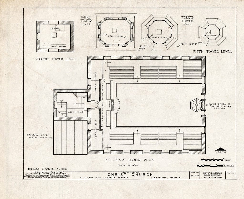 Blueprint HABS VA,7-Alex,2- (Sheet 4 of 13) - Christ Church (Episcopal), Columbus & Cameron Streets, Alexandria, Independent City, VA