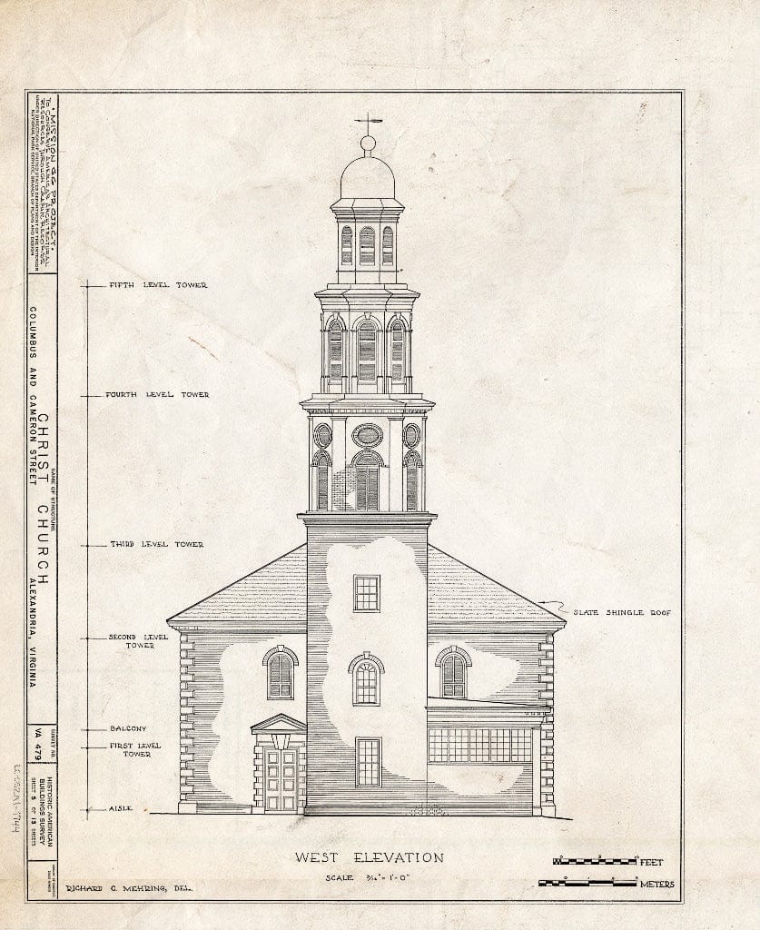 Blueprint HABS VA,7-Alex,2- (Sheet 5 of 13) - Christ Church (Episcopal), Columbus & Cameron Streets, Alexandria, Independent City, VA