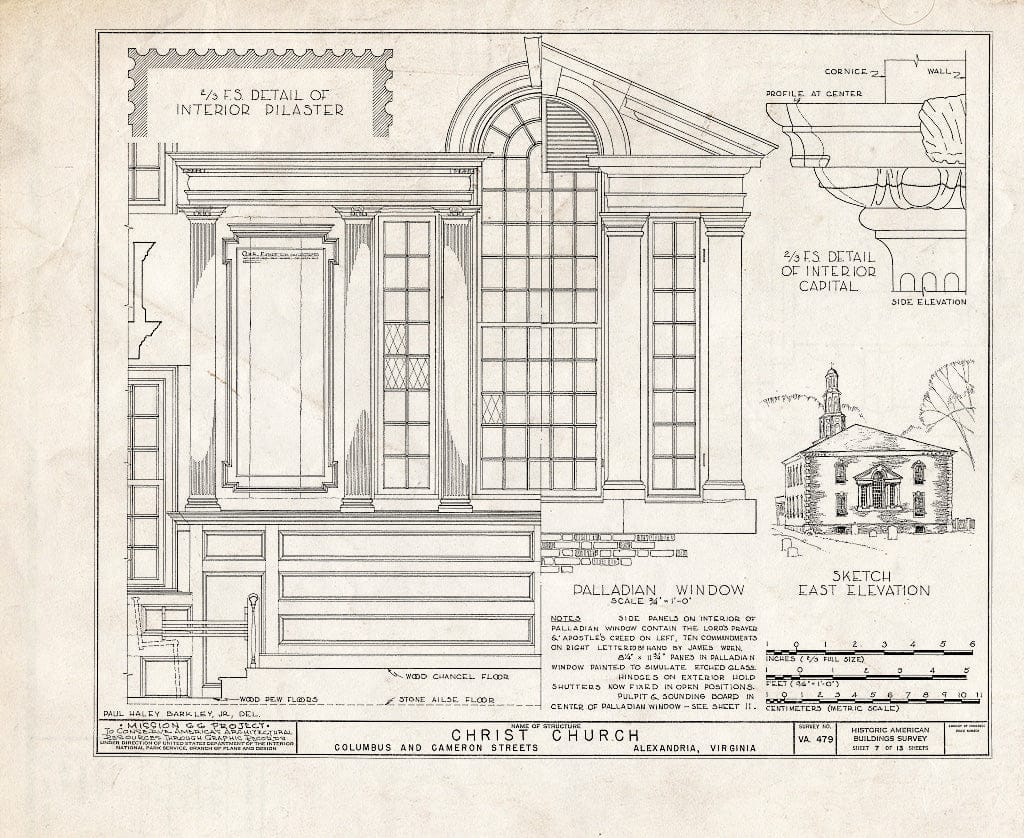 Blueprint HABS VA,7-Alex,2- (Sheet 7 of 13) - Christ Church (Episcopal), Columbus & Cameron Streets, Alexandria, Independent City, VA