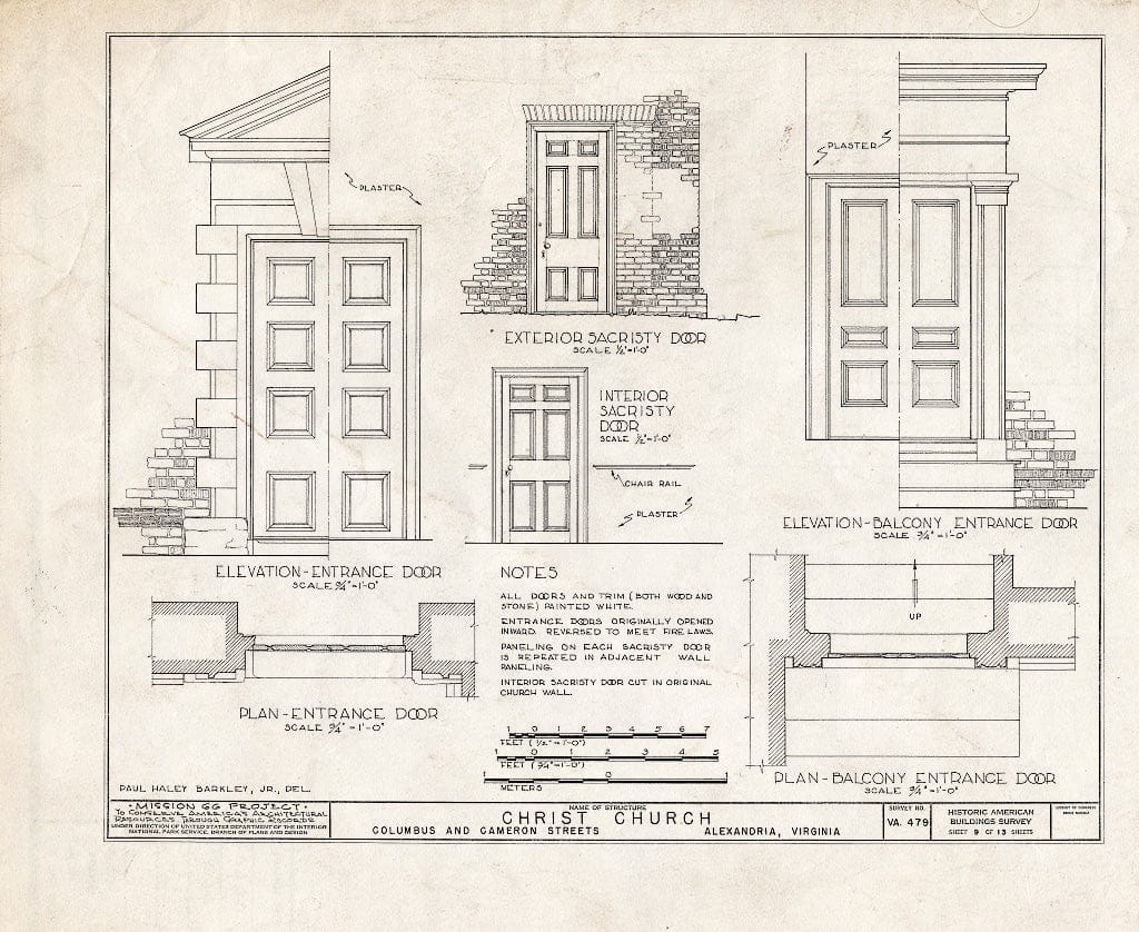 Blueprint HABS VA,7-Alex,2- (Sheet 9 of 13) - Christ Church (Episcopal), Columbus & Cameron Streets, Alexandria, Independent City, VA