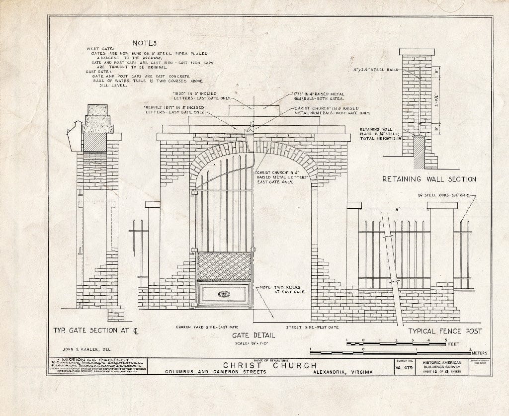 Blueprint HABS VA,7-Alex,2- (Sheet 12 of 13) - Christ Church (Episcopal), Columbus & Cameron Streets, Alexandria, Independent City, VA