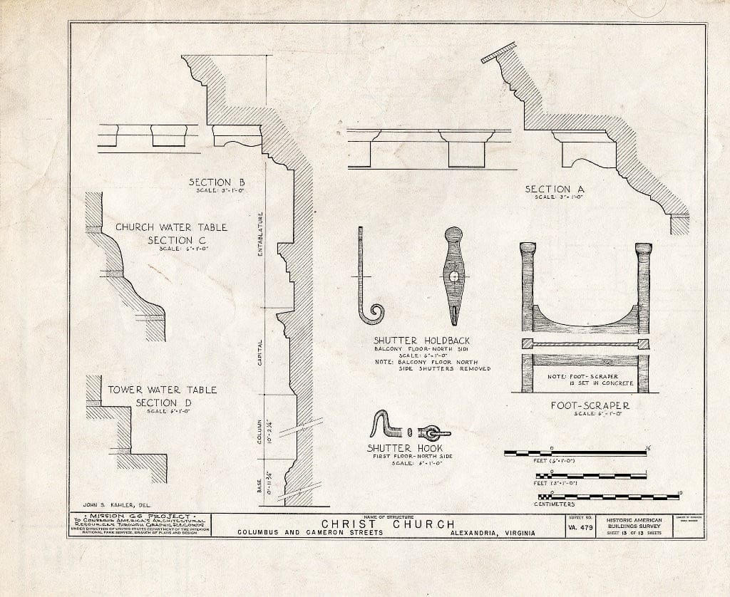 Blueprint HABS VA,7-Alex,2- (Sheet 13 of 13) - Christ Church (Episcopal), Columbus & Cameron Streets, Alexandria, Independent City, VA