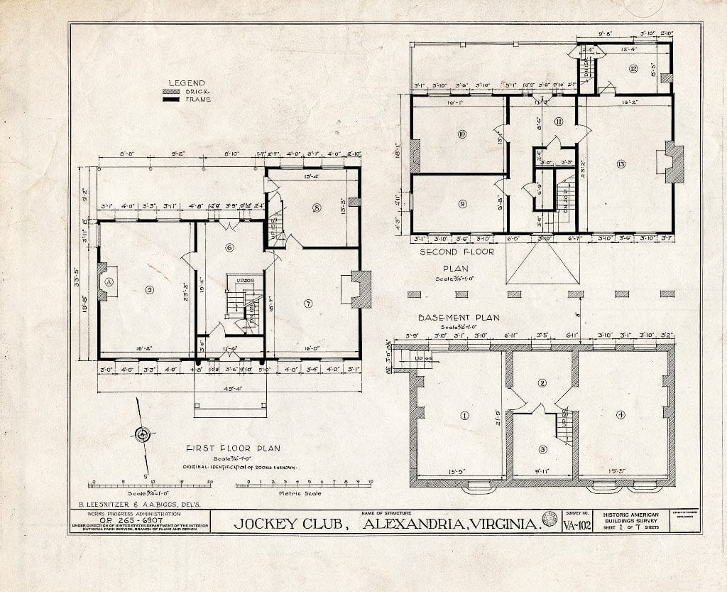 Blueprint HABS VA,7-Alex,45- (Sheet 1 of 7) - Jockey Club, 814 Franklin Street, Alexandria, Independent City, VA