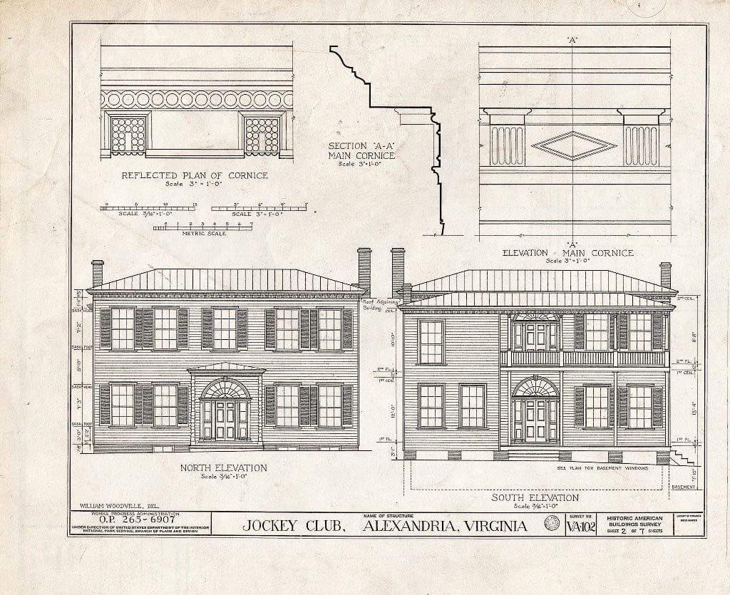 Blueprint HABS VA,7-Alex,45- (Sheet 2 of 7) - Jockey Club, 814 Franklin Street, Alexandria, Independent City, VA