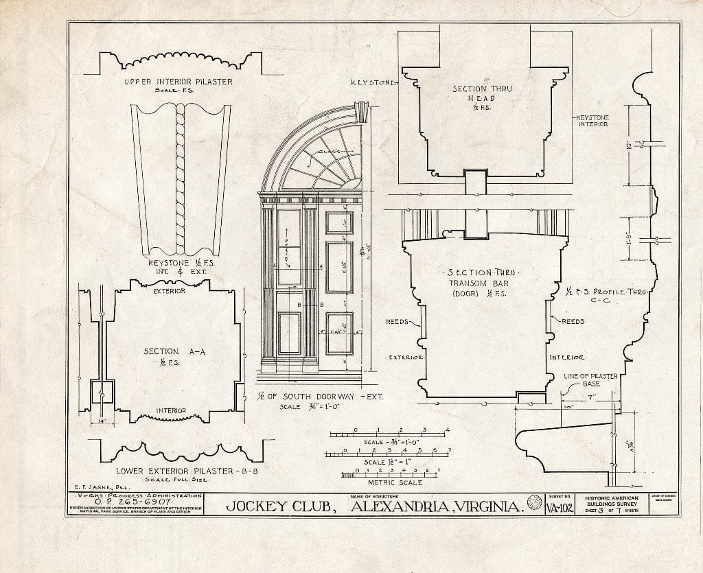 Blueprint HABS VA,7-Alex,45- (Sheet 3 of 7) - Jockey Club, 814 Franklin Street, Alexandria, Independent City, VA