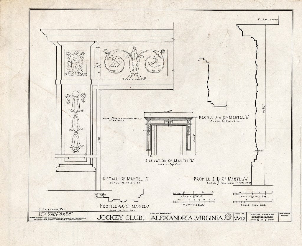 Blueprint HABS VA,7-Alex,45- (Sheet 5 of 7) - Jockey Club, 814 Franklin Street, Alexandria, Independent City, VA