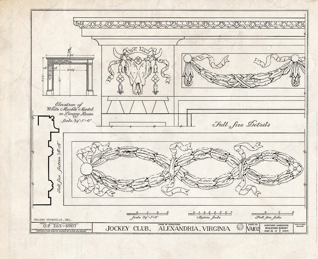 Blueprint HABS VA,7-Alex,45- (Sheet 6 of 7) - Jockey Club, 814 Franklin Street, Alexandria, Independent City, VA