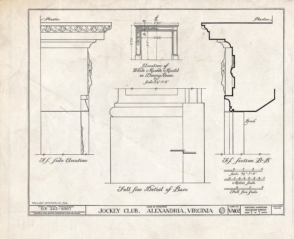 Blueprint HABS VA,7-Alex,45- (Sheet 7 of 7) - Jockey Club, 814 Franklin Street, Alexandria, Independent City, VA