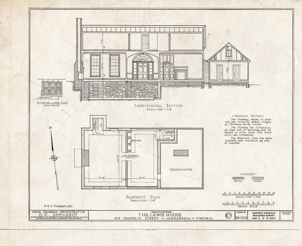 Blueprint HABS VA,7-Alex,52- (Sheet 2 of 11) - Lawrence Lewis House, 815 Franklin Street (Moved to 11701 River Drive, Lorton), Alexandria, Independent City, VA