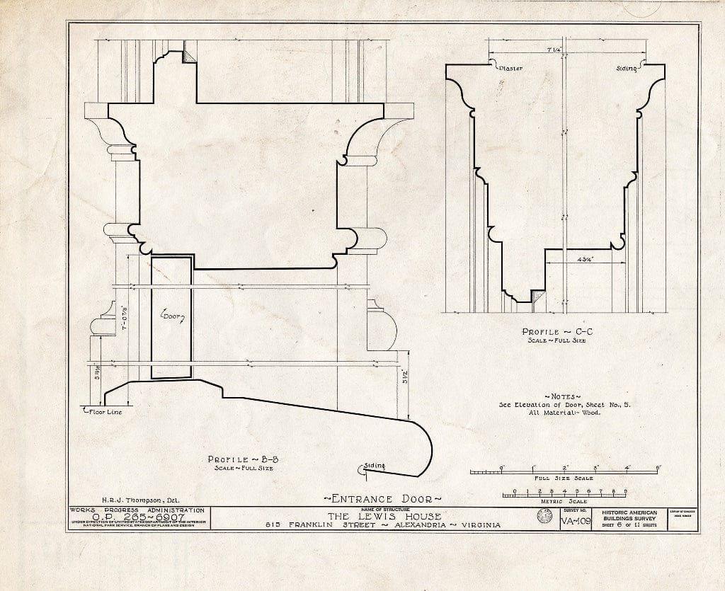 Blueprint HABS VA,7-Alex,52- (Sheet 6 of 11) - Lawrence Lewis House, 815 Franklin Street (Moved to 11701 River Drive, Lorton), Alexandria, Independent City, VA